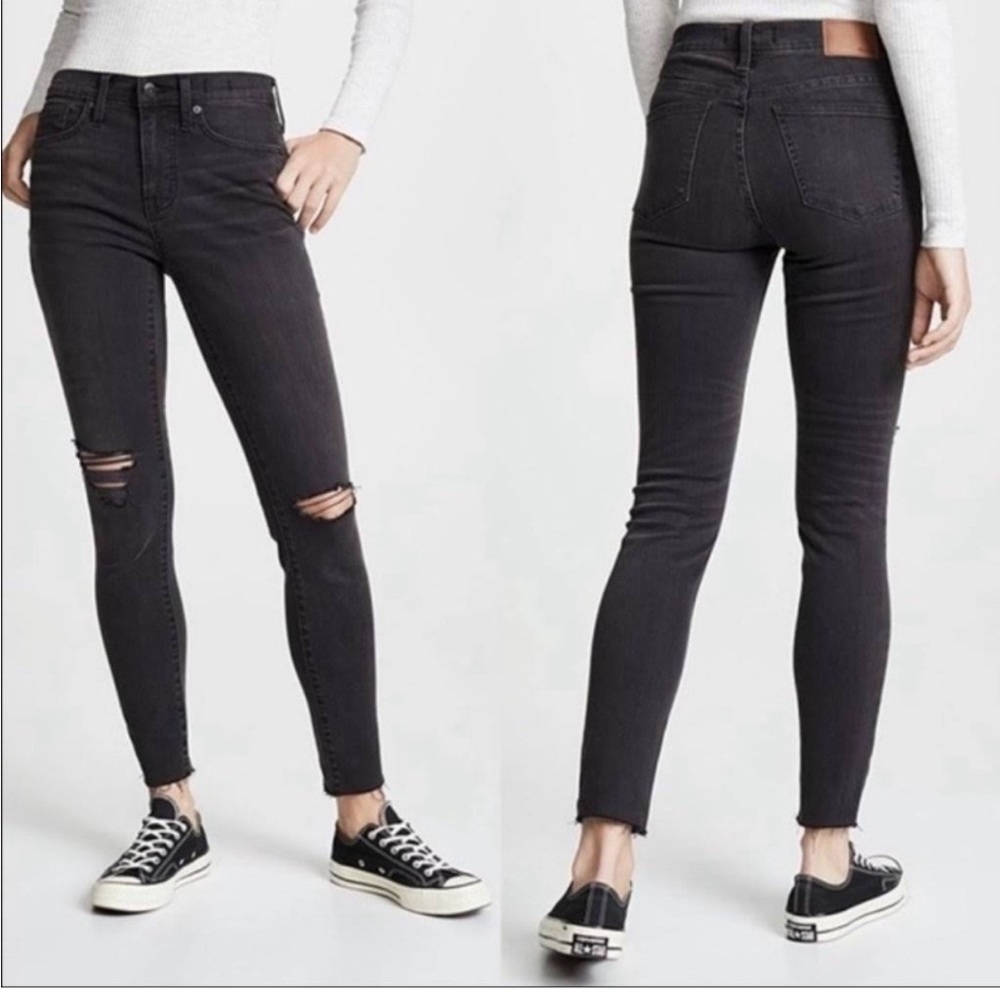 Madewell black ripped skinny jeans size 30P